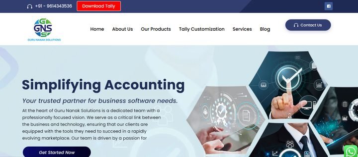 GN Solutions website homepage designed by Wayne E Solutions — Tally software partner, Ludhiana & Chandigarh, India